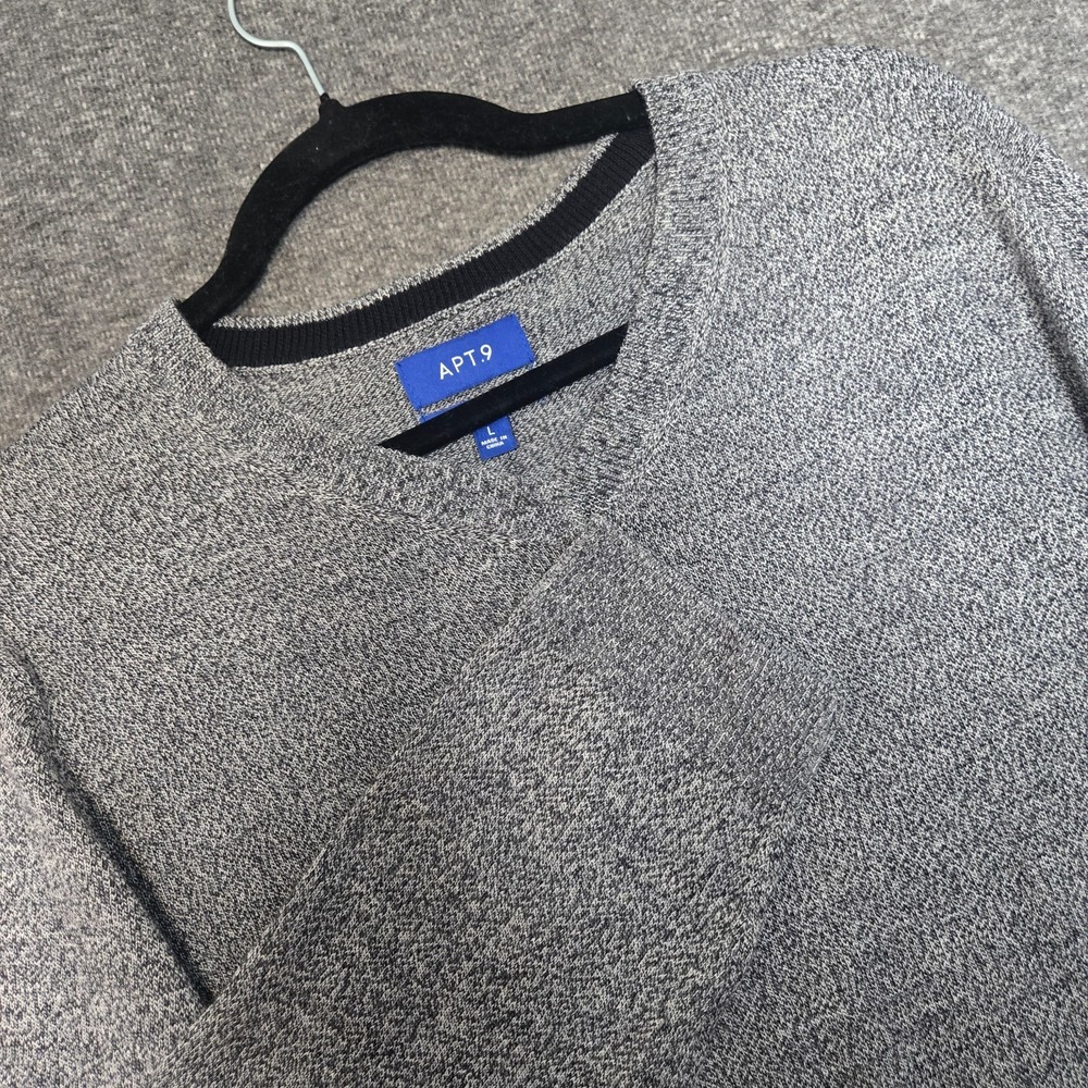 Men's Apt 9 Merino Wool Sweater V Neck Slim Fit NWT Gray Size L